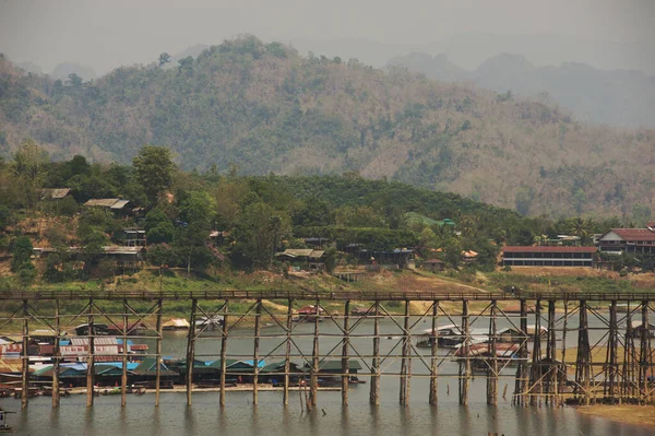 Mon Bridge Uttamanusorn Bridge Wooden Bridge Used Cross Songkhlalia River — Stockfoto