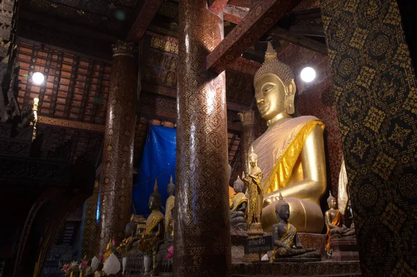 Phrachao Thongsuk Principal Buddha Image Meditation Posture Church Wat Xieng — Stock Photo, Image