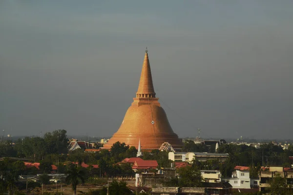 Phra Pathom Chedi Significa Primeiro Pagode Sagrado Pagode Mais Alto — Fotografia de Stock