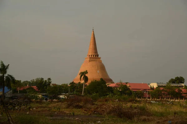Phra Pathom Chedi Означає Перша Священна Пагода Найвищою Пагода Світі — стокове фото