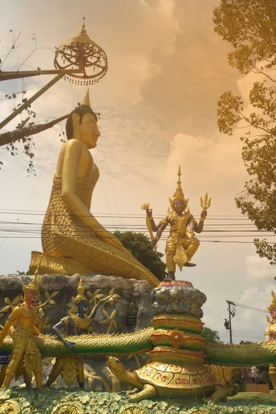 Büyük Buda Bir Fil Bir Maymundan Parileyyaka Wat Maniwong Onu — Stok fotoğraf