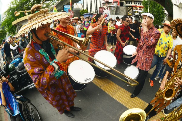Бангкок Тайланд Июня 2023 Вид Духовой Оркестр Праздновании Улицах Ежегодном — стоковое фото