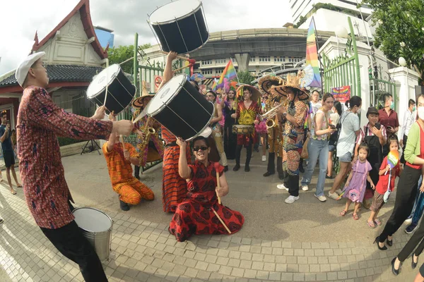 Бангкок Тайланд Июня 2023 Вид Духовой Оркестр Праздновании Улицах Ежегодном — стоковое фото