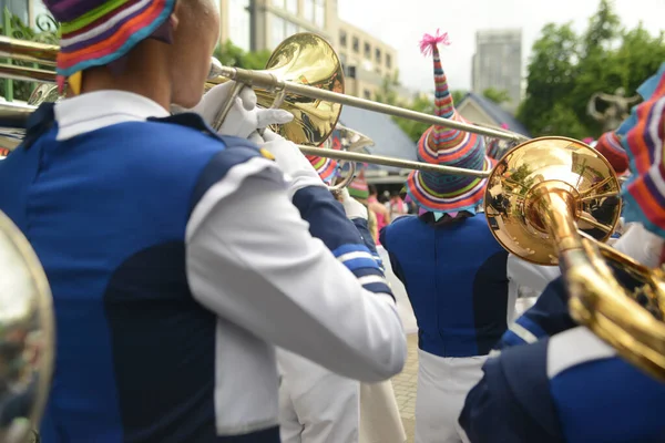 Bangkok Thailand Junho 2023 View Marching Band Celebrating Streets Annual — Fotografia de Stock