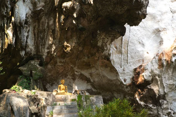 Belles Stalagmites Stalactites Intérieur Grotte Wat Tham Suwan Khuha Golden — Photo