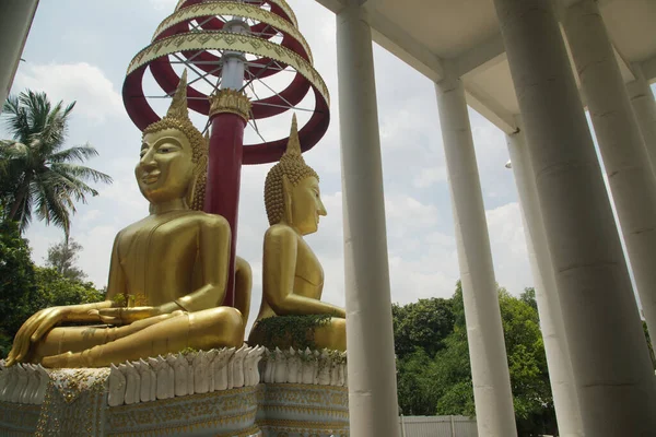Das Goldene Sitzende Buddha Bild Vier Richtungen Ist Tempelbereich Wat — Stockfoto