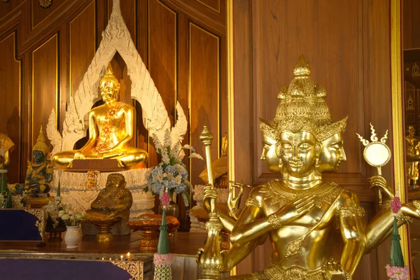 Luang Pho Mongkhon Nimit Buda Postura Mara Tallada Toda Piedra —  Fotos de Stock