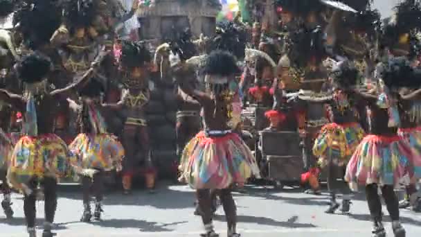 Религиозный Культурный Фестиваль Dinagyang Проводимый Честь Санто Нио Считается Глобальным Стоковое Видео