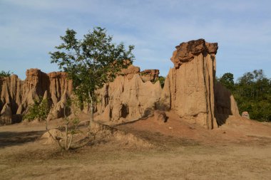 Sao Din Na Noi topoğrafyası dik uçurumlar, çubuklar, koniler ve sivri tepeler gibi görünen erozyonlu tortu parçalarından oluşmuştur. Tayland 'ın Nan eyaletinde yer almaktadır..