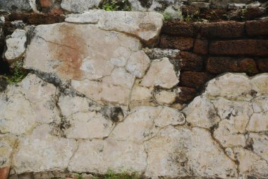 Tuğla ve beton duvarın dokusu, arkaplanı veya deseni.