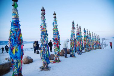 IRKUTSK, THAILAND - 7 Mart 2020: Giysiyi bağlamak için kullanılan direk 