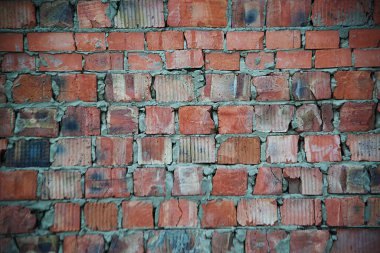 Eski kırmızı tuğla arka plan. Eski bina malzemesi. Soyut doku arkaplanı.