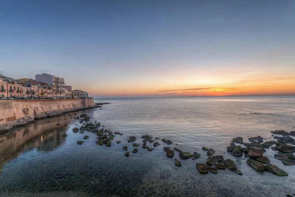 Сиракузы Сицилия Восход Нового Дня Прекрасной Набережной Ортигии — стоковое фото
