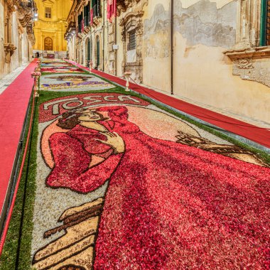 Noto, Sicilya / İtalya - 20 Mayıs 2024: Sicilya 'da Noto Çiçek Festivali