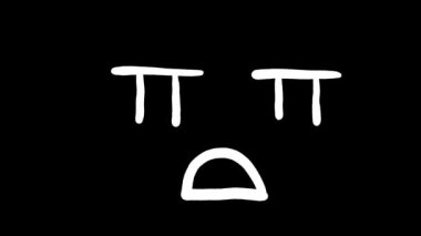 Animasyon Grunge Scribble Emoji paketi bilinçsiz bir ifade 4k çözünürlüğü ve alfa kanalı gösteriyor. Kusursuz döngü.