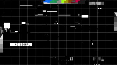 Dijital Glitch geçiş paketi. Gürültü paraziti. TV ekranı piksel gürültü bozma etkisi. TV ekranında gerçek bir analog hata var. Televizyonu kapat. Vintage VHS arızaları. Video