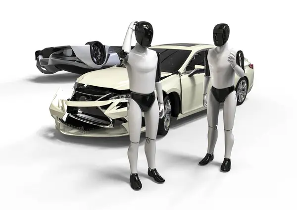 Üç boyutlu görüntü, Ai 'nin araba sürüşünü temsil ediyor ve aralarında bir çarpışmaya neden oluyor. Otomatik pilotla sigorta sorunu