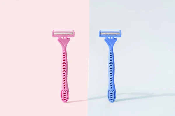 Razors Gender Colors Pink Blue Background — Stock Photo, Image