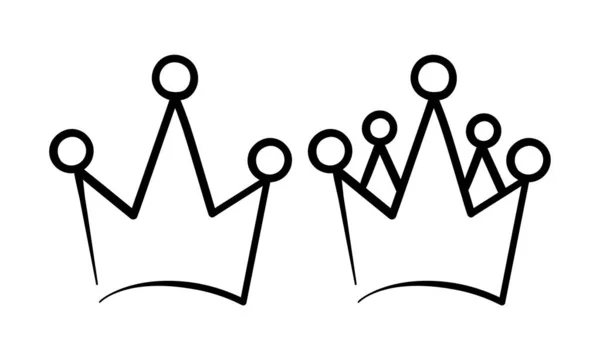手描き王と王妃の王冠のシンボル — ストックベクタ