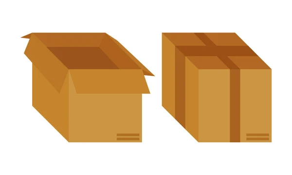 Verpakking Karton Illustratie Witte Achtergrond — Stockvector