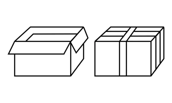 Mão Desenho Ilustração Uma Caixa Papelão — Vetor de Stock