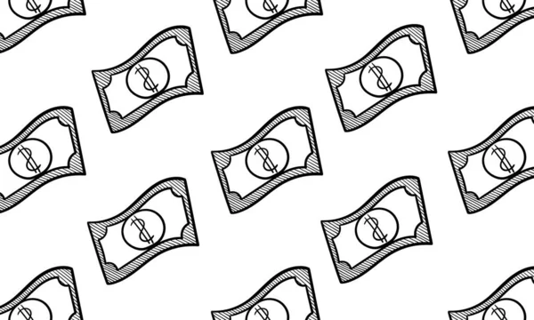 Sfondo Disegnato Mano Delle Banconote Dollari — Vettoriale Stock