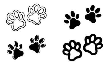 El çizimi köpek ya da kedi ayak izleri koleksiyonu