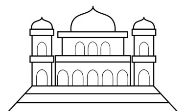 Beyaz arkaplanda cami tasarımı ana hatları