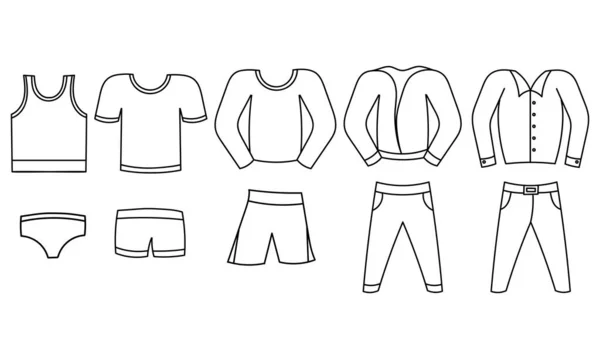 Ručně Kreslená Kolekce Pánského Oblečení — Stockový vektor