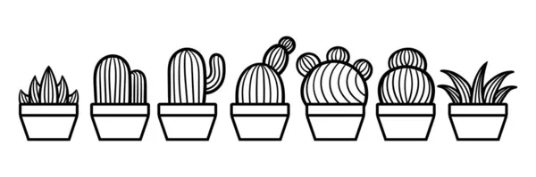 Colección Dibujada Mano Cactus — Archivo Imágenes Vectoriales