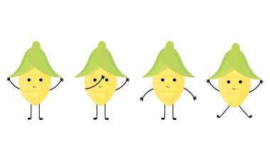 Neşeli yüzlü bir mısır koleksiyonu.