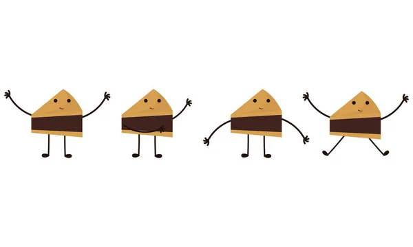 Illusztrációk Gyűjteménye Csokoládé Sütemények Vidám Arcok — Stock Vector