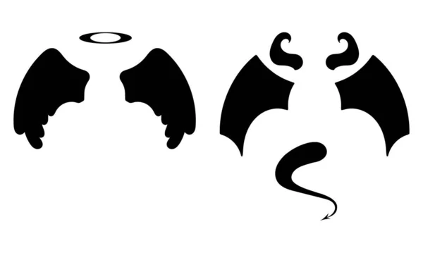 Ilustrace Andělských Ďábelských Křídel — Stockový vektor