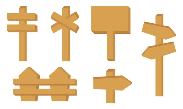 Набор Иллюстраций Деревянных Знаков — стоковый вектор