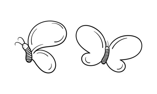 Papillon Dessiné Main Sur Fond Blanc — Image vectorielle