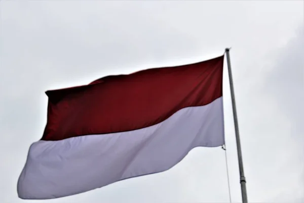 Jakarta Indonesia April 2023 Індонезійський Прапор Червоний Білий — стокове фото
