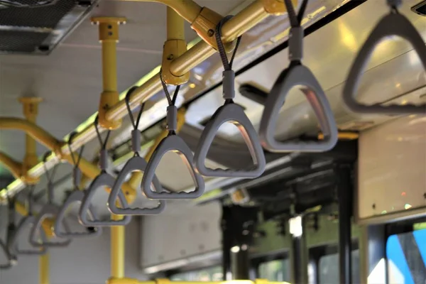 Jakarta Indonesia June 2023 Transjakarta Bus Handles Тематикою Автобусних Інтер — стокове фото