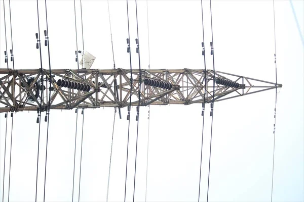Central Electricity Pylon Clear Sky Background — Stock Photo, Image