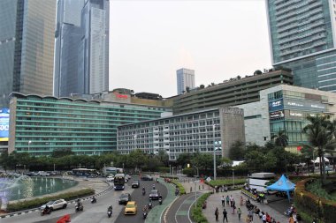 Jakarta, Endonezya-18 Haziran 2023: Bundaran 'ın öğleden sonraki manzarası