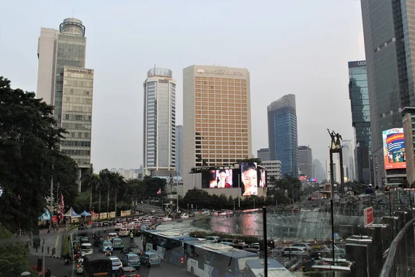 Jakarta Endonezya Haziran 2023 Bundaran Öğleden Sonraki Manzarası — Stok fotoğraf