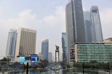 Jakarta, Endonezya-18 Haziran 2023: Bundaran 'ın öğleden sonraki manzarası
