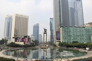 Jakarta, Endonezya-18 Haziran 2023: Bundaran 'ın öğleden sonraki manzarası