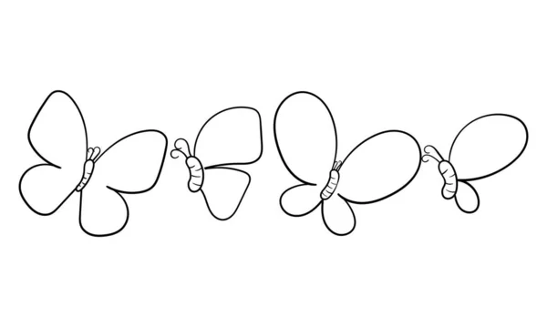 Papillon Dessiné Main2 Sur Fond Blanc — Image vectorielle