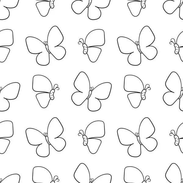 Papillon Dessiné Main Motif Sans Couture — Image vectorielle