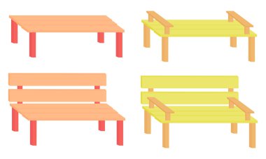 Renkli bahçe sandalyeleri koleksiyonu.