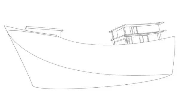 Schets Van Een Vissersboot5 — Stockvector