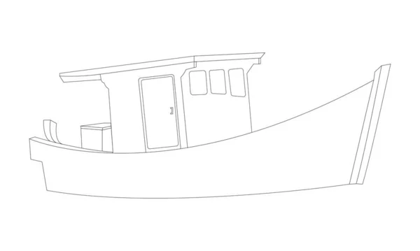 Contour Bateau Pêche7 — Image vectorielle