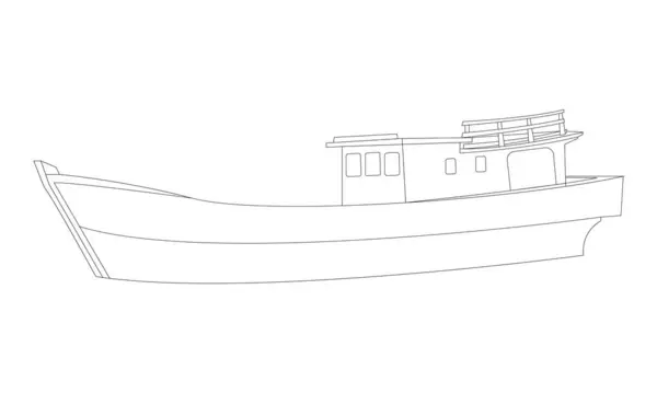 Outline Fishing Boat9 — Stock Vector