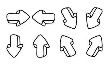 Beyaz arkaplanda el çizimi ok