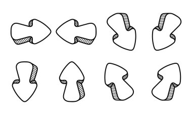 Beyaz arkaplanda el çizimi ok